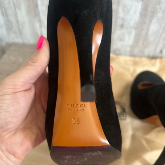 Gucci Black Suede Women's Heels 36 - Picture 6 of 7
